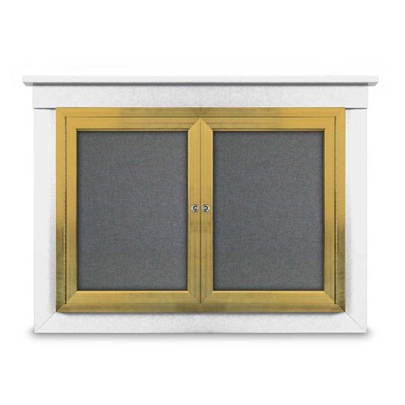 United Visual Products 48"x36" 2-Door Enclosed Letterboard, Green Felt/Lt Oak UV2624O-LTOAK-GREEN